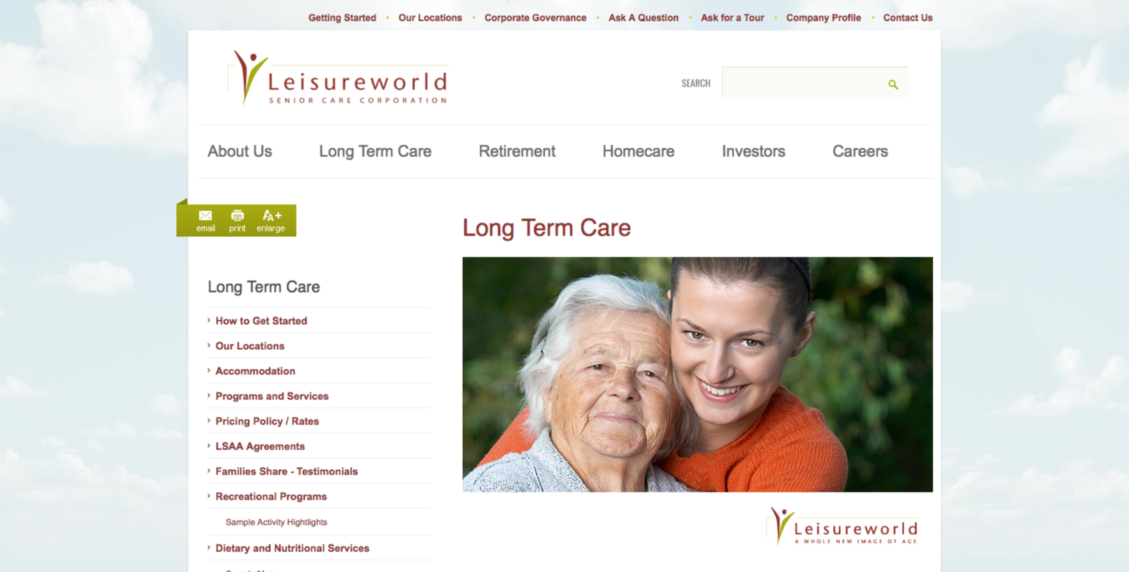 Sienna Senior Living Home page