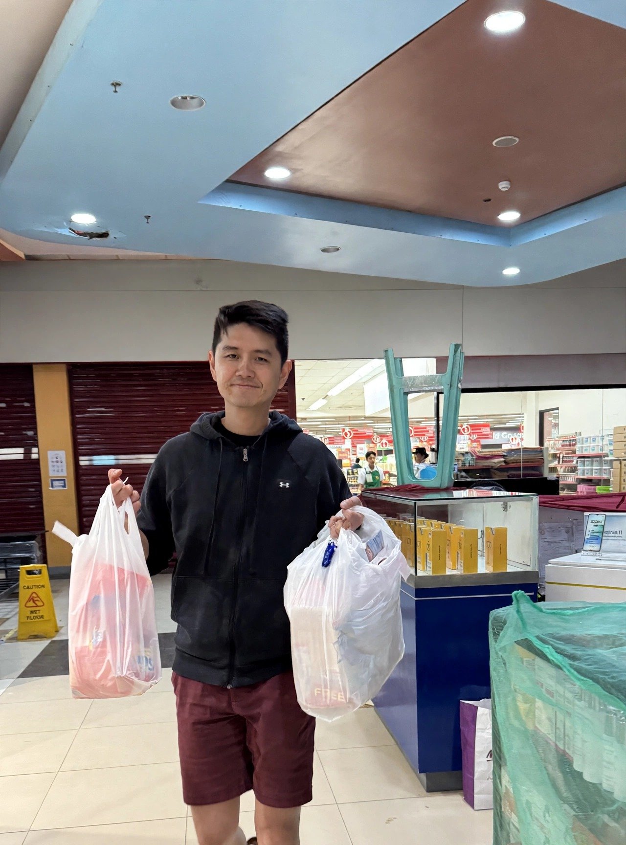Vince carrying delivery bags during a pickup run